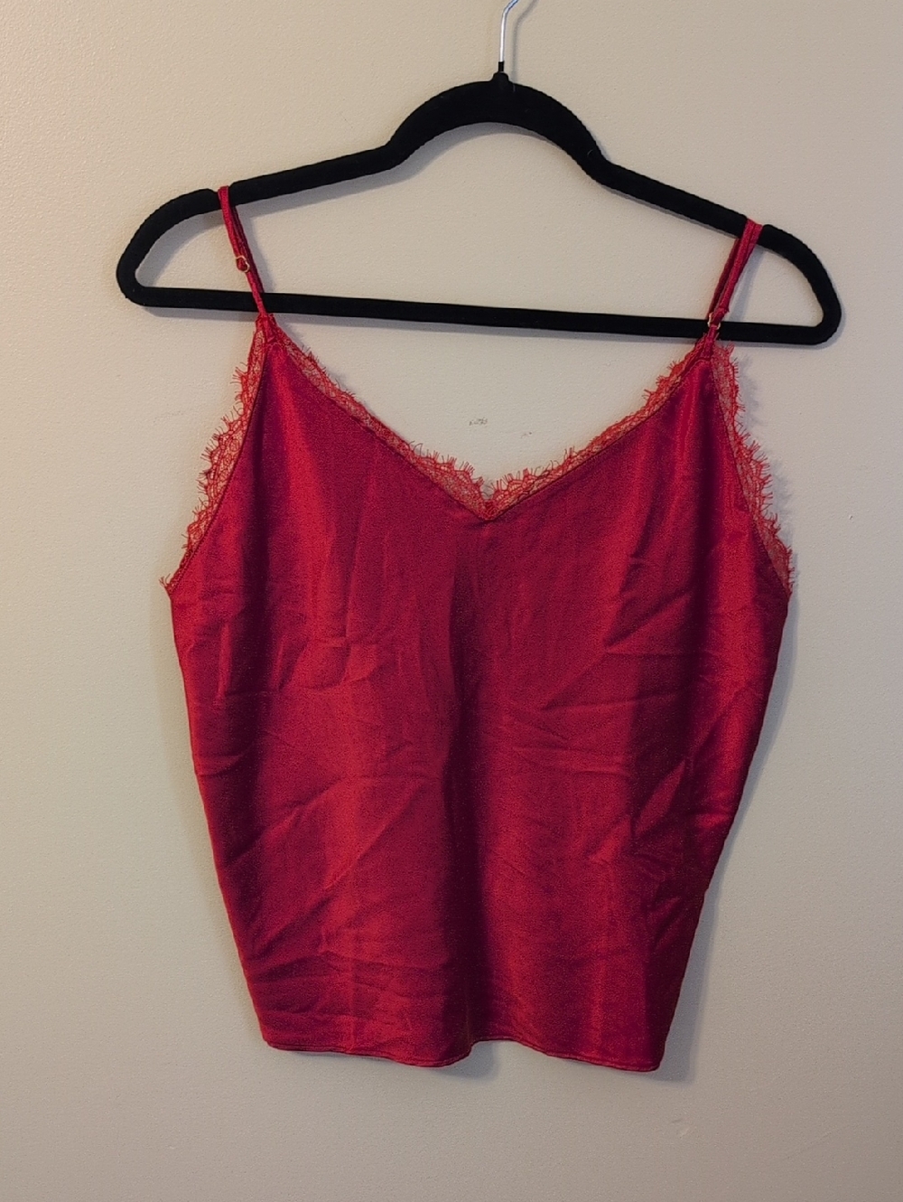 Victoria's Secret Red Lace-Edge Camisole With Adjustable Staps